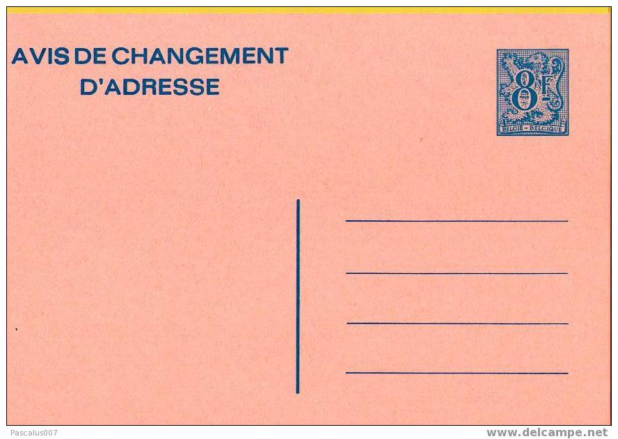 AP - Entier Postal - Carte Postale Avis De Changement D'adresse N° 25 - Chiffre Sur Lion Héraldique Avec Banderole - 8,0 - Avis Changement Adresse