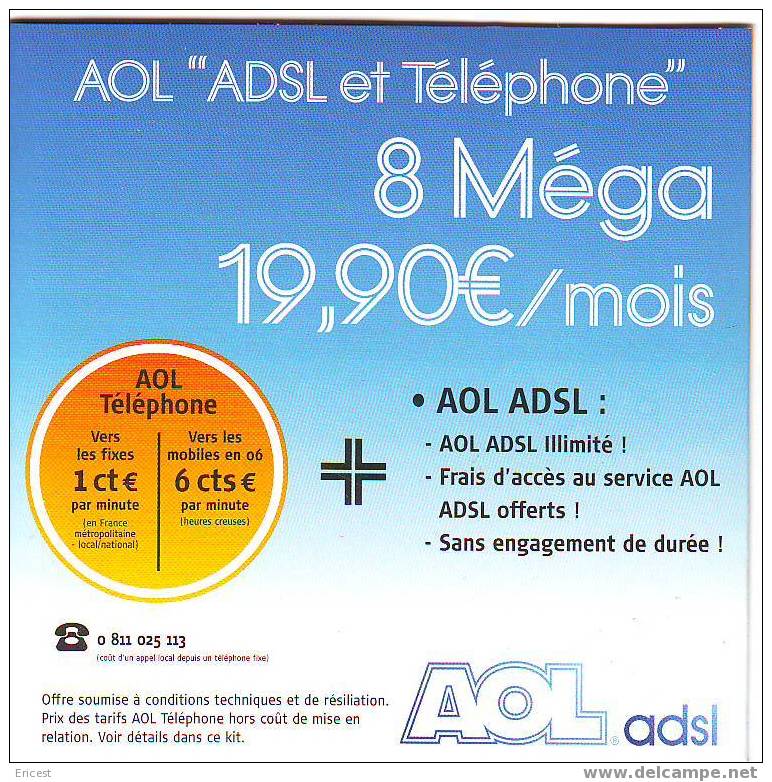 AOL ADSL ET TELEPHONE 8 MEGA - Kits De Connexion Internet