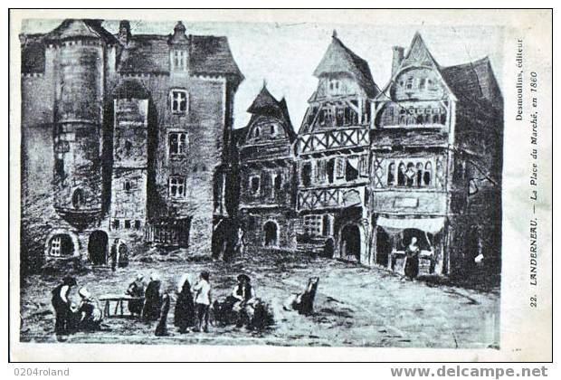 Landerneau - La Place Du Marché En 1860 - Landerneau