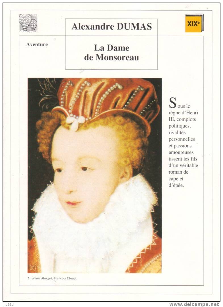 Fiche De Lecture Sur "La Dame De Monsoreau" D´Alexandre Dumas - Didactische Kaarten