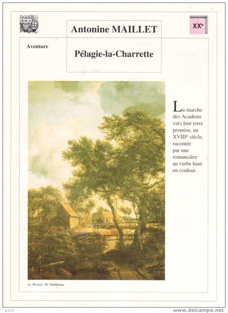 Fiche De Lecture Sur "Pélagie-la-Charrette" D´Antonine Maillet - Learning Cards