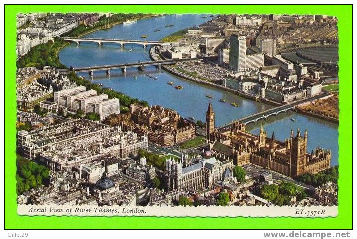 LONDON - AERIAL VIEW OF RIVER THAMES - VALENTINE PRINTERS - TRAVEL IN 1972 - - River Thames