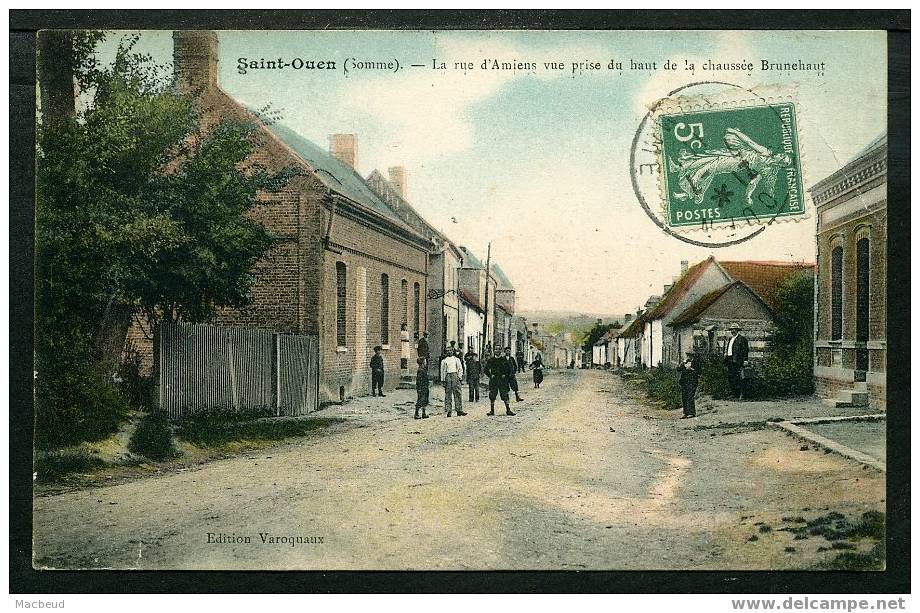 80 - SAINT OUEN - La Rue D'Amiens Vue Prise Du Haut De La Chaussée Brunehaut - ANIMÉE - Saint Ouen