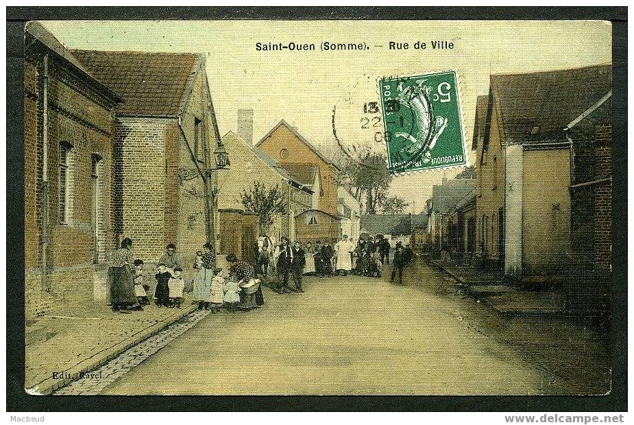 80 - SAINT OUEN - Rue De Ville - TRÈS BELLE CARTE ANIMÉE - Saint Ouen