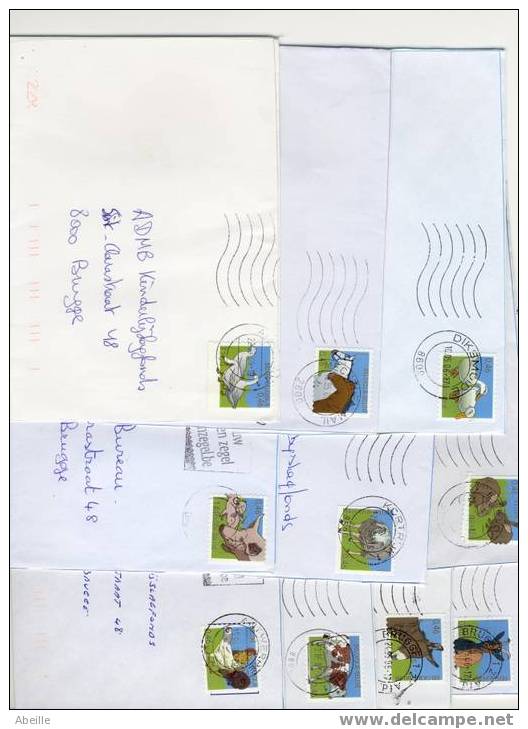 4428   SERIE DE 10 TIMBRES DE CARNET SUR LETTRE /BELGIQUE - Hoftiere