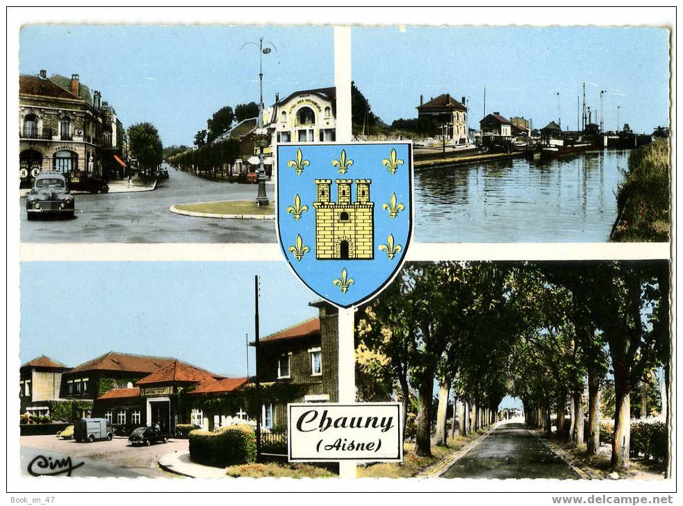 {26739} 02 Aisne Chauny , Multivues , Peugeot Citroën Hôtel Des Voyageurs , Cim N° 3 C - Chauny