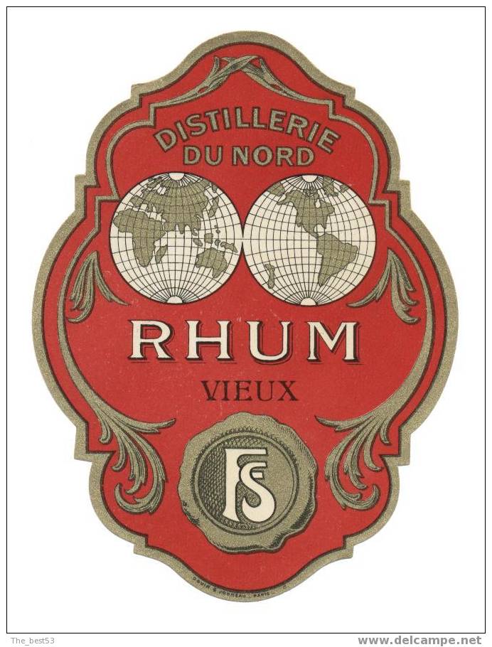 Etiquette De Rhum Vieux  -  Distillerie FS Du Nord - Rhum