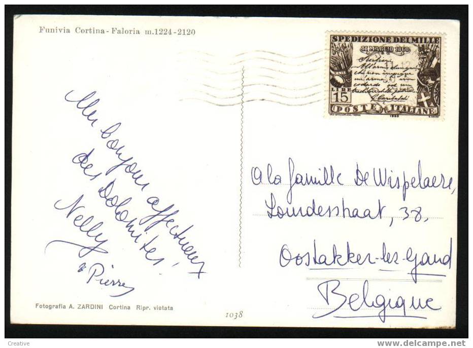 FUNIVIA CORTINA-FALORIA M.1224-2120 +francobollo1960 - Altri & Non Classificati