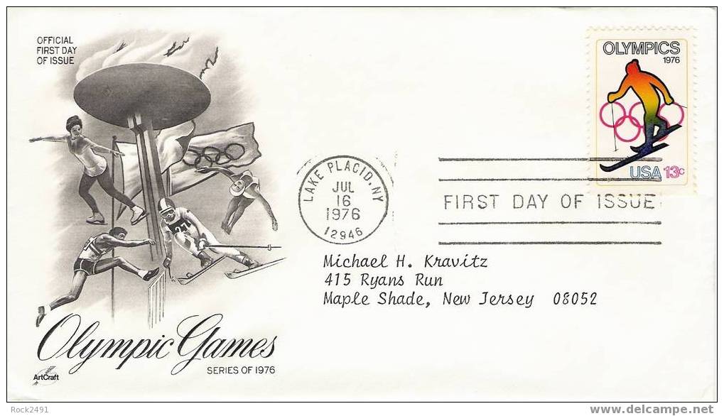 US Scott 1696 - First Day Cover - 1976 Olympics Skiing - 1971-1980