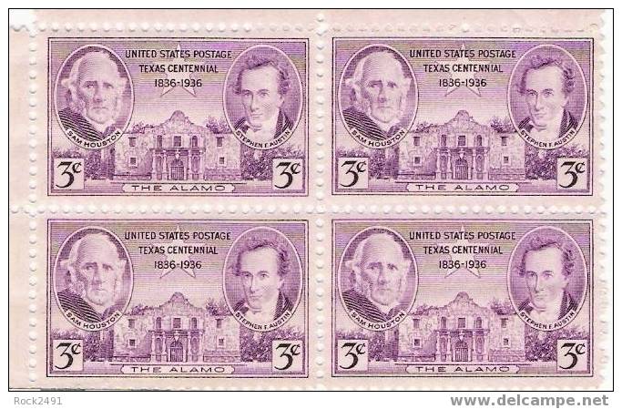 US Scott  776 - Block Of 4 - Texas 100th Anniversary - Mint Lightly Hinged 3 Cent - Blocs-feuillets