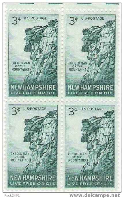 US Scott 1068 - Block Of 4 - New Hampshire - Mint, Lighty Hinged 3 Cent - Blokken & Velletjes