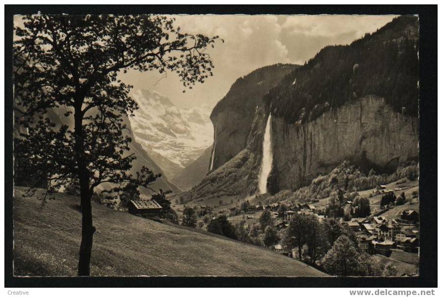 LAUTERBRUNNEN MIT STAUBBACH GROSSHORN+briefmarke1949 - Lauterbrunnen