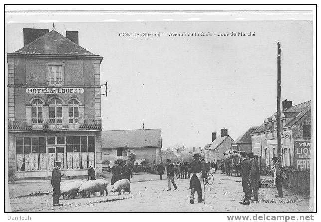 72 // SARTHE / CONLIE / Avenue De La Gae, Jour De Marché (+hotel De L'ouest) / ANIMEE / # - Conlie