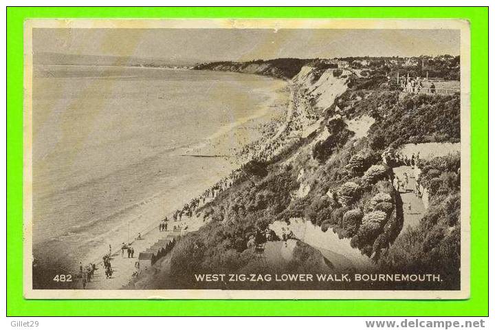 BOURNEMOUTH, UK  - WEST ZIG-ZAG LOWER WALK - ANIMATED - CARD TRAVEL IN 1930 - - Bournemouth (a Partire Dal 1972)