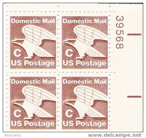US Scott 1946 - Plate Block Of 4 - "C" Postage 20 Cent - Mint Never Hinged - Números De Placas