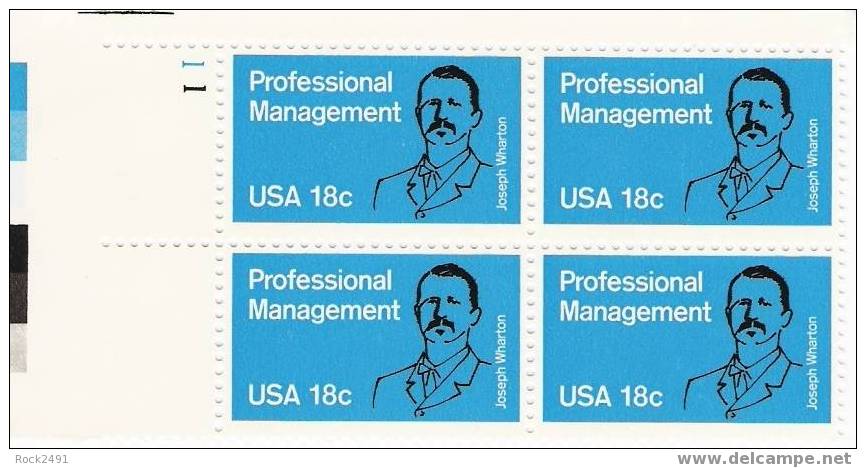 US Scott 1920 - Plate Block Of 4 Upper Left No 11 - Professional Management 18 Cent - Mint Never Hinged - Plate Blocks & Sheetlets