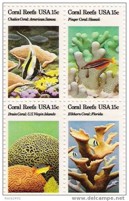 US Scott 1830a (1827 1828 1829 1830) - Block Of 4 - Coral Reefs 15 Cent - Mint Never Hinged - Blocks & Sheetlets