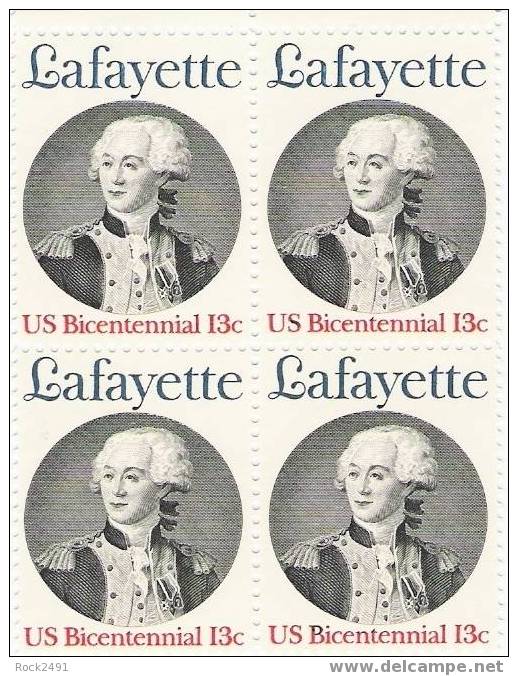 US Scott 1716 - Block Of 4 - Lafayette - 13 Cent - Mint Never Hinged - Blocks & Sheetlets