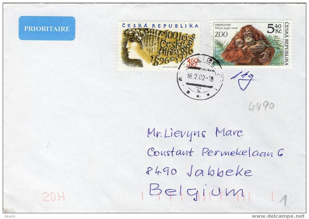 4490 LETTRE CESKO - Monkeys