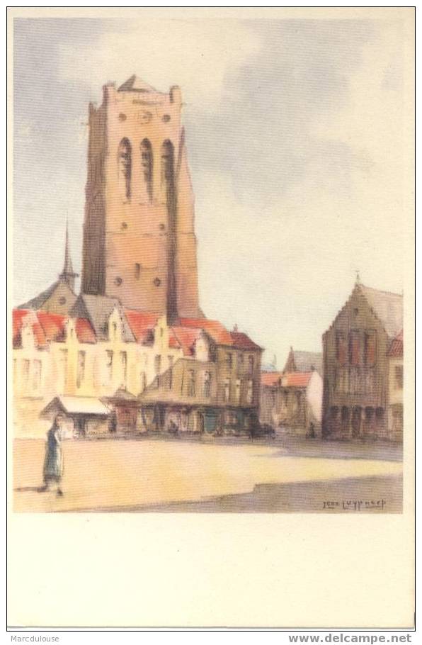 Veurne. Oostkant Van De Grote Markt Met Indrukwekkende Sint Niklaastoren (14e Eeuw), Huizen Van Veurnse Bouwtrant 17e. - Veurne