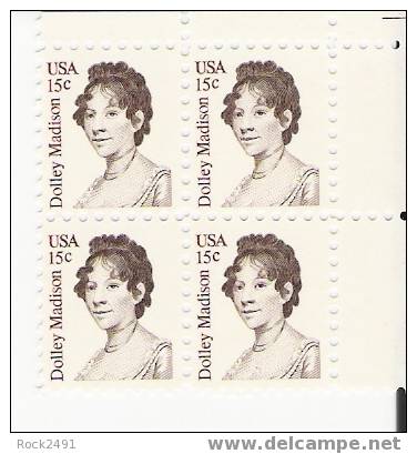 US Scott 1822 - Block Of 4 - Dolley Madison 15 Cent - Mint Never Hinged - Hojas Bloque