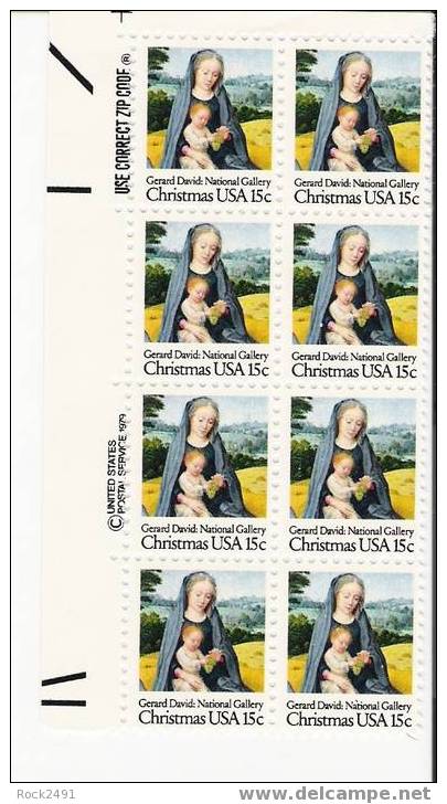 US Scott 1799 - Zip Block Of 8 - Christmas 1979 Virgin And Child 15 Cent - Mint Never Hinged - Hojas Bloque