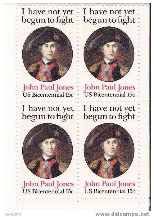 US Scott 1789 - Block Of 4 - John Paul Jones 15 Cent - Mint Never Hinged - Blokken & Velletjes