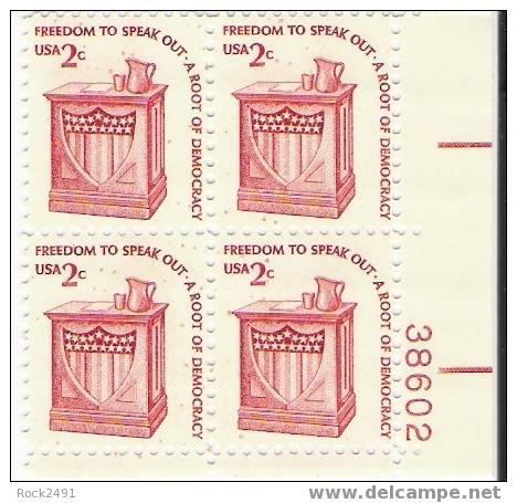 US Scott 1582 - Plate Block Of 4 LR 38602 - 2 Cent Speakers Stand - Mint Never Hinged - Plate Blocks & Sheetlets