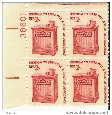 US Scott 1582 - Plate Block Of 4 UL 38601 - 2 Cent Speakers Stand - Mint Never Hinged - Plate Blocks & Sheetlets