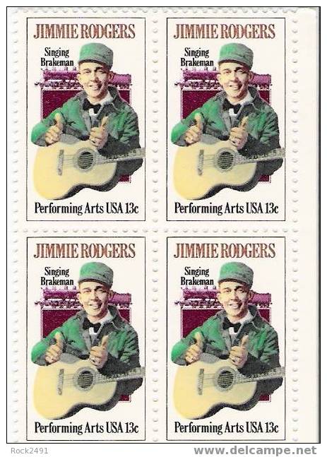 US Scott 1755 - Block Of 4 - Jimmie Rodgers 13 Cent ** Mint Never Hinged - Hojas Bloque