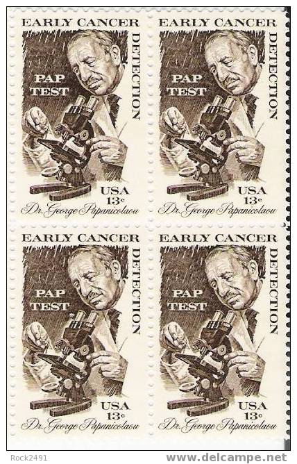 US Scott 1754 - Block Of 4 - Cancer Detection 13 Cent ** Mint Never Hinged - Blokken & Velletjes