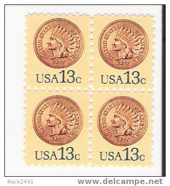 US Scott 1734 - Block Of 4 - Indian Head Penny - 13 Cent - Mint Never Hinged - Blokken & Velletjes