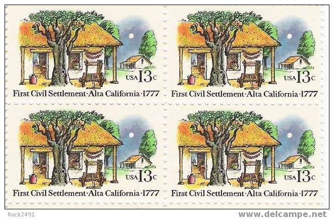 US Scott 1725 - Block Of 4 - Alta California Settlement - 13 Cent - Mint Never Hinged - Blocs-feuillets