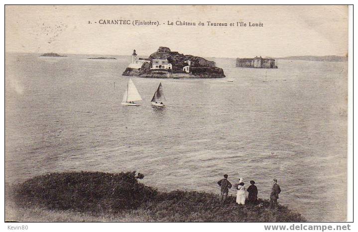 29 CARANTEC Le Château Du Taureau Et L´Ile Louët  Cpa Animée - Carantec