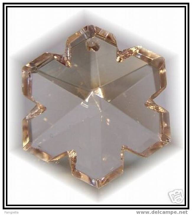Pendant Flocon De Neige Véritable Cristal Non Swarovski 30mm - Perles Pendentifs Percées D´un Trou - Perles