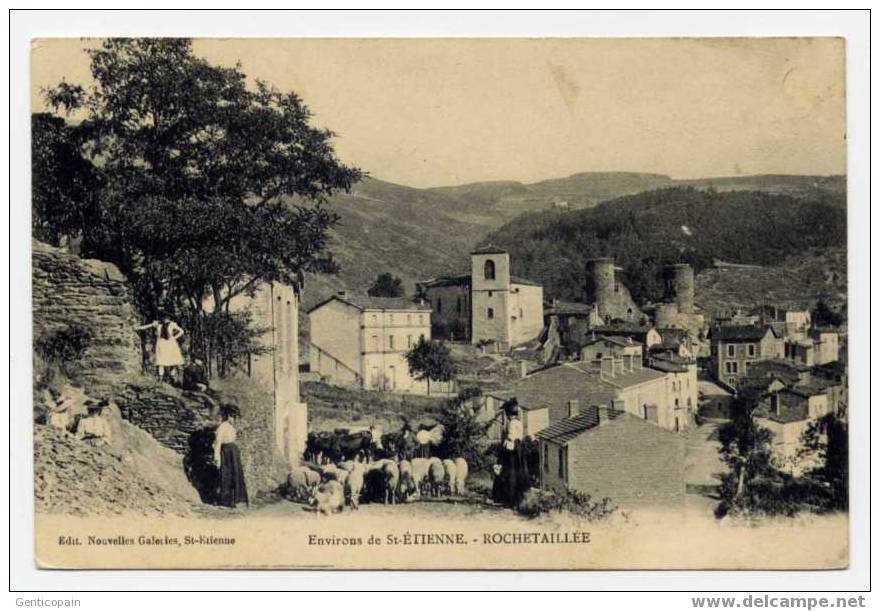 H6 - ROCHETAILLEE - (environs De Saint-Etienne) - 1915 Carte Animée (Berger Et Son Troupeau) - Rochetaillee