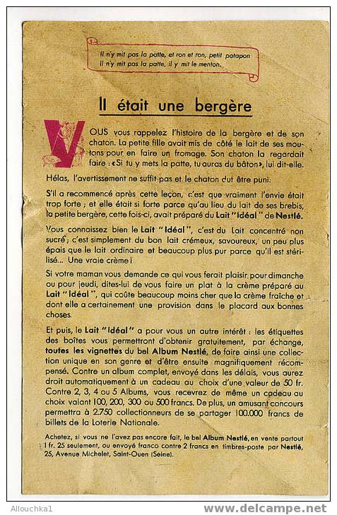 CHANSONS VERITABLE PUBLICITE & GRANDE  IMAGE  NESTLE A COLLECTIONNER CHANSONS CELEBRES ET COLORIAGES DIVERS SUPERBE!!!! - Nestlé