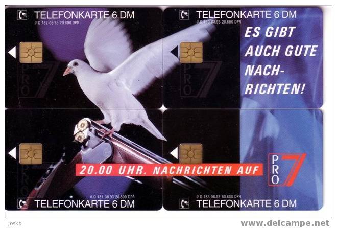 Germany Puzzle 4.cards Dog - Chien - Frog - Cartoon Film - Bird Dove (colombo) Television - Televisione - TV Canal PRO 7 - O-Series : Séries Client