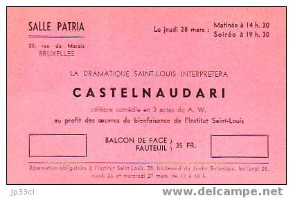 Invitation à Une Représentation De "La Dramatique St-Louis", (Salle Patria, Bruxelles) Le 28 Mars 1960 - Documents Historiques