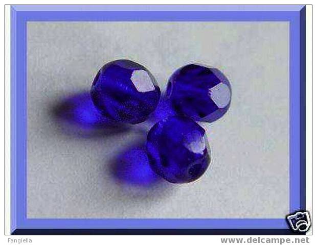 Lot De 20 Perles En Cristal De Bohème Facettées Cobalt 6mm - Perles