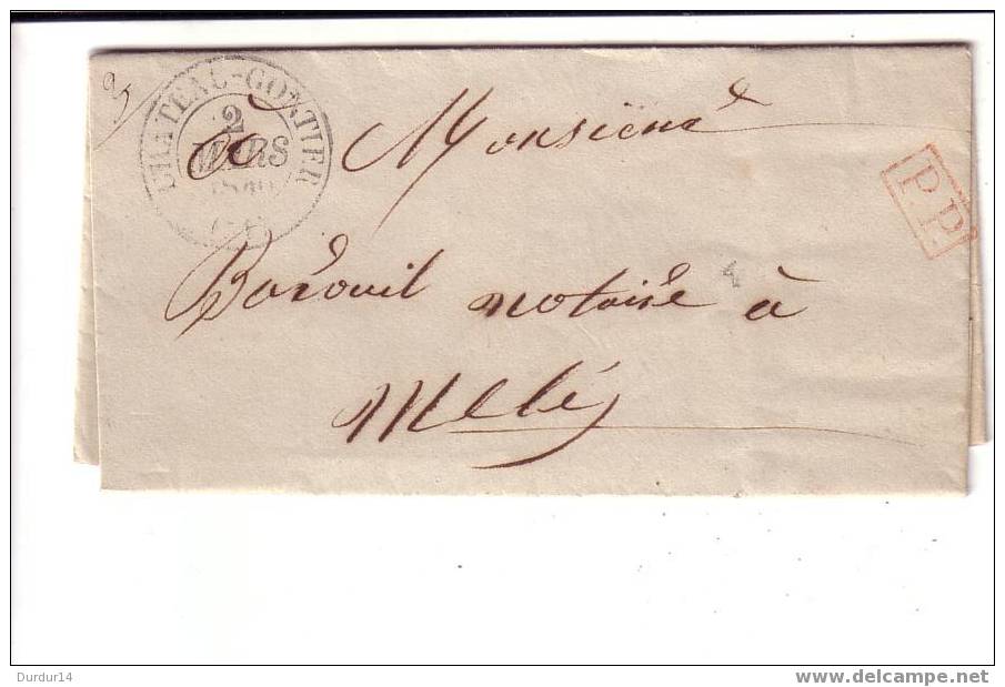 Lettre/ Cachet/Marque Postale/ Départ De CHATEAU-GONTIER P.P. De 1840 - 1801-1848: Précurseurs XIX