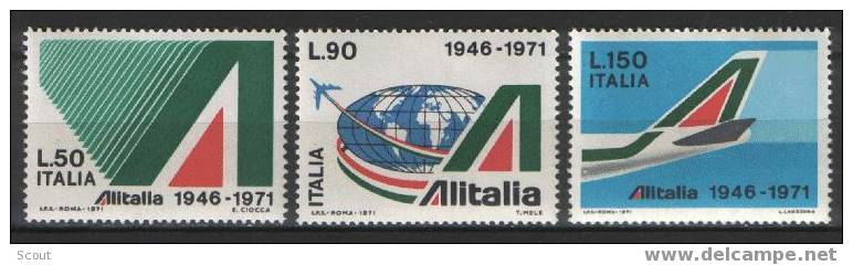 ITALIA - ITALIE - ITALY - 1971 - 25e ANN. DE L' ALITALIA YT 1080/1082 ** - Avions