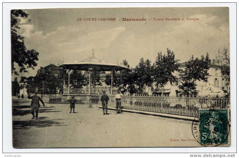 H12 - MARMANDE - Square Gambetta Et Kiosque (1910) - Marmande