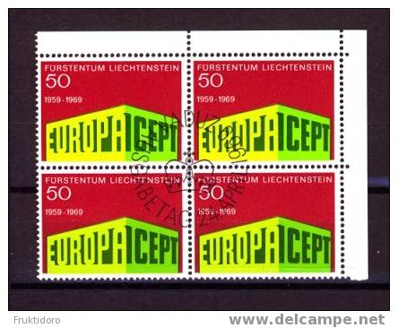Liechtenstein Mi 507 Europa 1969 Block Of 4 - Used Stamps