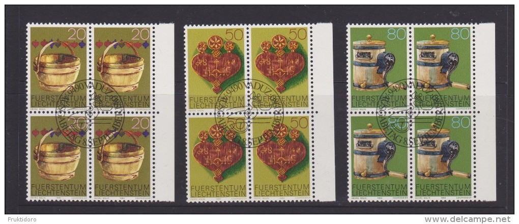 Liechtenstein Mi 747-749 4-Block / Block Of 4 - Old Alpine Farming Equipment - 1980 - Gebruikt