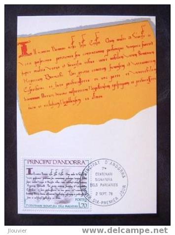 Carte Maximum - Andorre - 7è Centenaire De La Signature Des Paréages - Maximumkarten (MC)