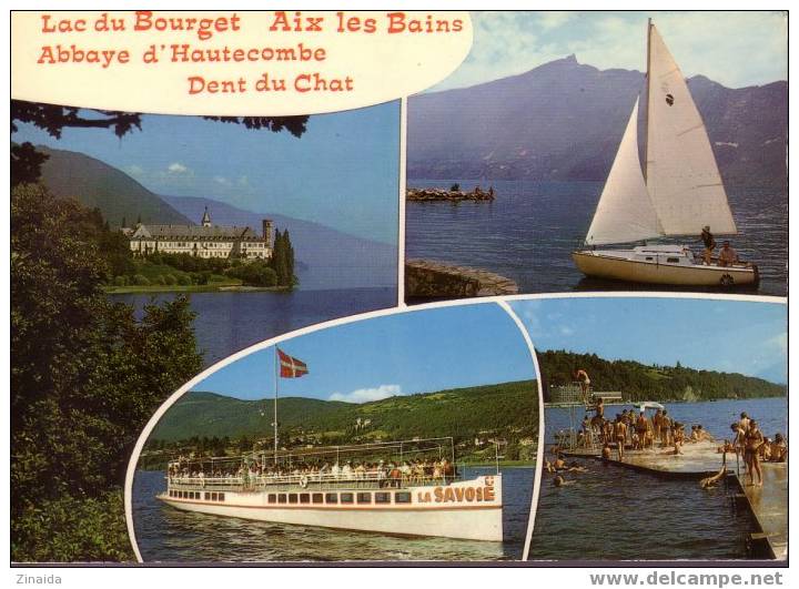 CARTE POSTALE DU LAC DU BOURGET - AIX LES BAINS - ABBAYE DE HAUTECOMBE - DENT DU CHAT - Le Bourget Du Lac
