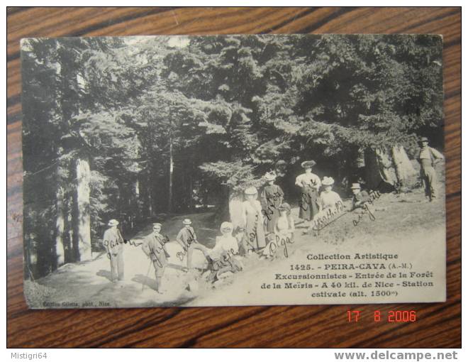 PEIRA CAVA - EXCURSIONNISTES - ENTREE DE LA FORET DE LA MEIVIS - A 40 KM DE NICE - STATION ESTIVALE - 1910 - Lucéram