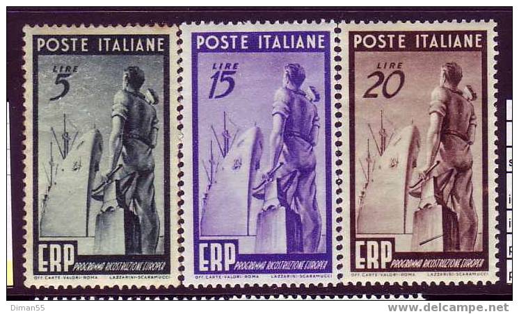 ITALIA - ITALIEN - Sassone N. 601-603 - Mi 774-776 - Cv 90 Euro - MH* - POSTFRISCH M/Falz - 1946-60: Ungebraucht