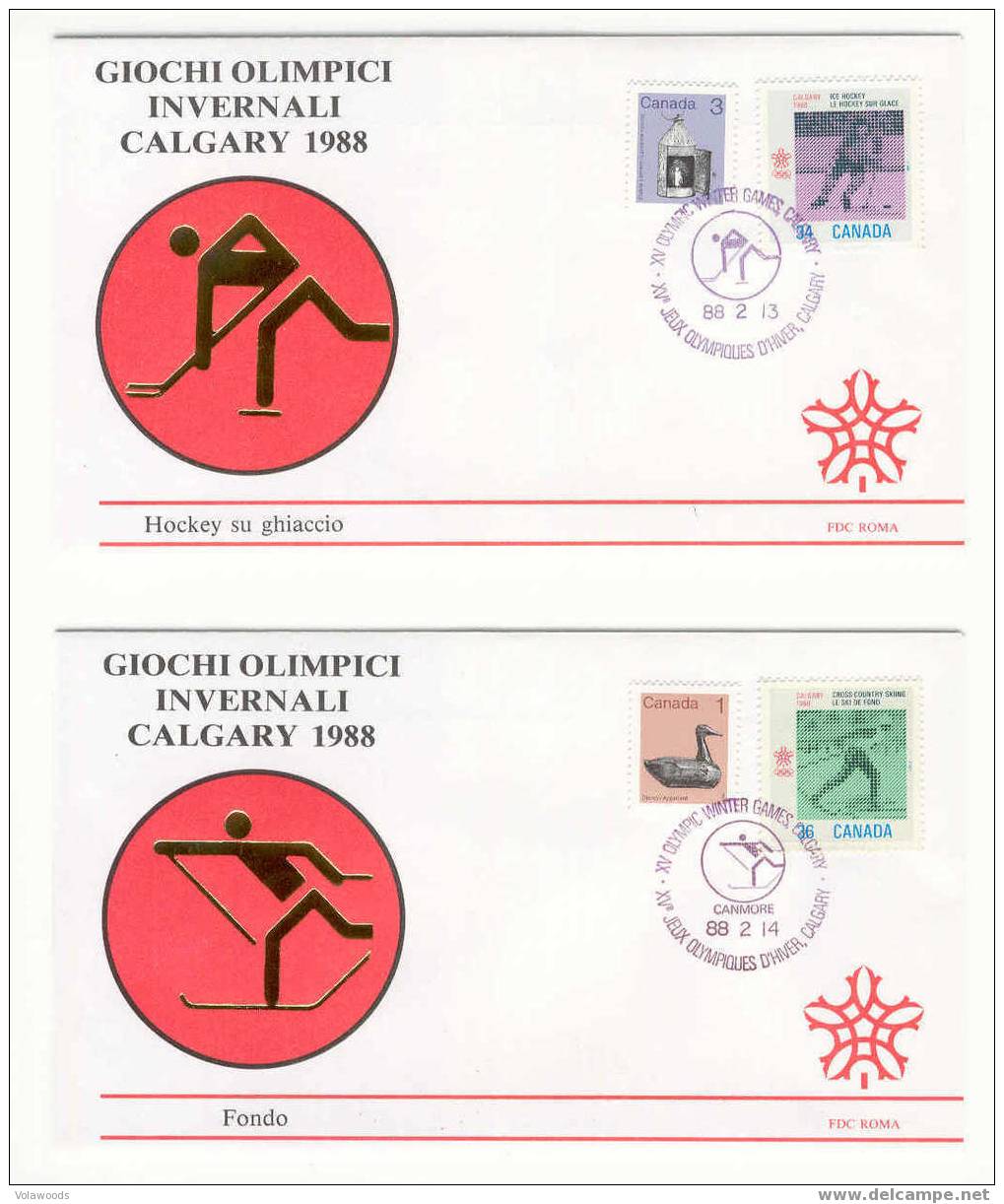 Giochi Olimpici Invernali Calgary 1988 - 19 Buste Fdc + 1 Foglietto Erinnofilo Montate Su Fogli D´album Bellissimi! - Inverno1988: Calgary